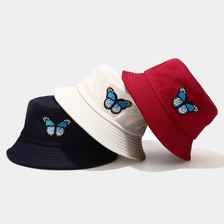 Unisex Butterfly Bucket Hat Summer Travel Cotton Packable  display picture 3