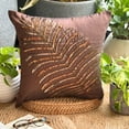 thumbnail image 3 of Pillow Cover, 22x22 inch (55x55 cm) Pillow Cover, Brown Pillows Cover, Sequins Leaf Tropical Theme Pillows Cover, Art Silk Square Throw Pillow Covers, Floral - Brown Leaf, 3 of 10
