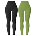 thumbnail image 3 of COOPLUS Womens Leggings Seamless Athletic High-waisted Yoga Elastic Pants Ribbed Cross Over Casual Leggings(Pack of 2), 3 of 5