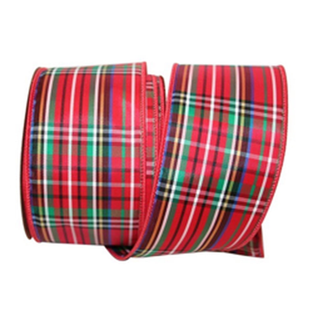 Wired McDougle Plaid Red, Green, Blue and White Christmas Ribbon 2 1/2