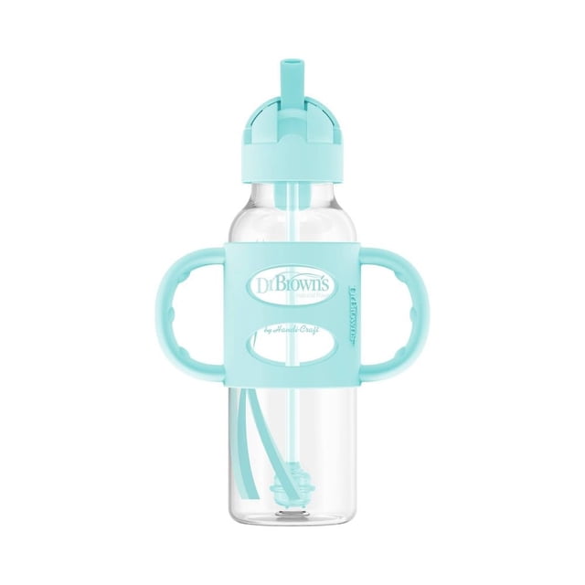 Botella con pajita para sorber Dr. Brown's Milestones, 250 ml, verde, 6 m o más