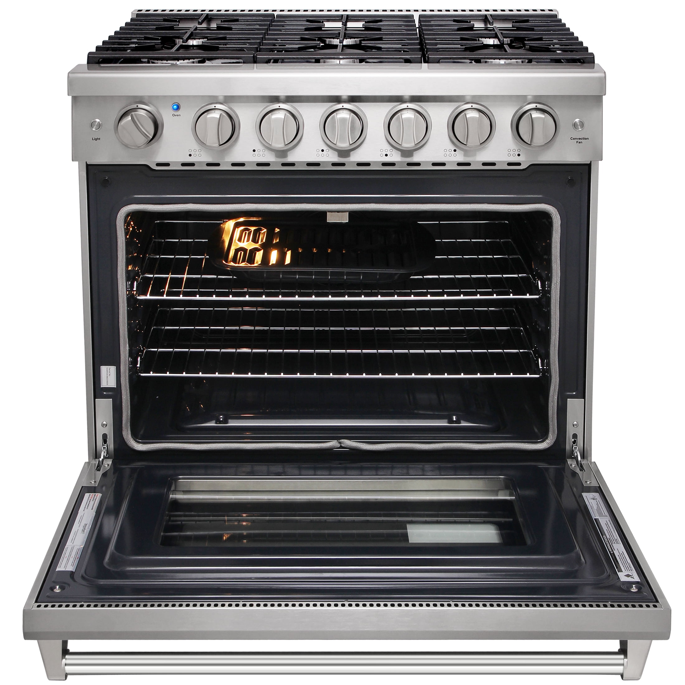 KOSTCH 36-in 6 Burners 6 Cu. Ft Convection Oven 110V Freestanding Liquid Propane Gas Range ( White )