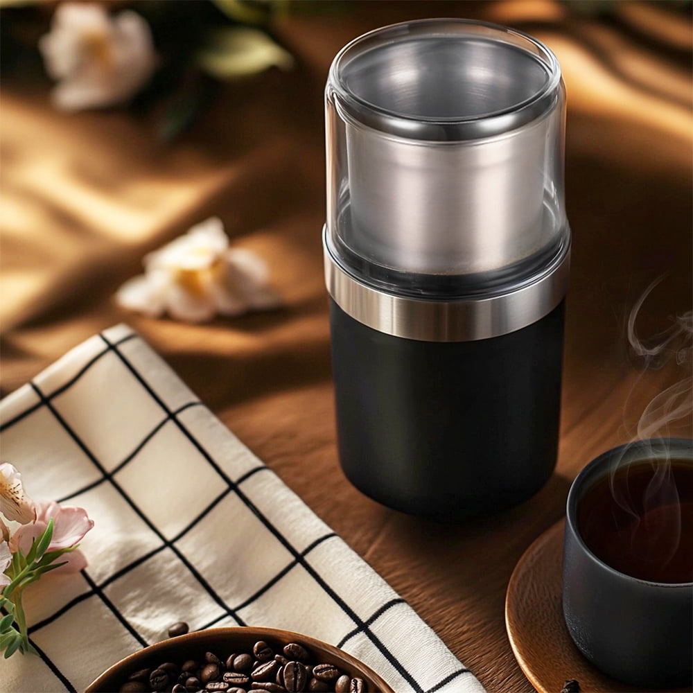 JLLOM Electric Coffee Grinder, Black, Detachable Design