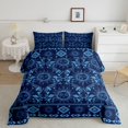 thumbnail image 2 of Homewish Hippie Sun and Moon Full Size Comforter Sets, Blue Black Aztec Bedding Comforter Set, Navy Blue Reversible 3pcs, 1 Comforter and 2 Pillowcases, 2 of 6