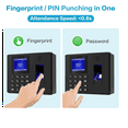 thumbnail image 2 of Fingerprint Clock Finger Scanning and PIN Punch in One, No Monthly Fee Deduction Lunch Time Editor Lacks Punch US Plug, 2 of 8