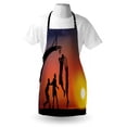 thumbnail image 3 of Teen Room Apron Boys Playing Basketball at Sunset Horizon Sky with Dramatic Scenery, Unisex Kitchen Bib Apron with Adjustable Neck for Cooking Baking Gardening, Dark Coral Black Yellow, by Ambesonne, 3 of 3
