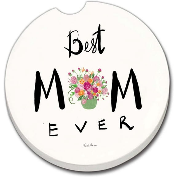 CounterArt Absorbent Stoneware Car Coaster, Best Mom Ever, Set of 2