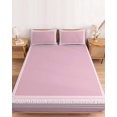 thumbnail image 2 of Full Size Fitted Sheet Set - Pink Geometric 3 Piece Bedding Sets 16" Deep Pocket Fitted Sheet with 2 Pillowcases White Greek Key Design Abstract Modern Art Brushed Microfiber Hotel Luxury Bed Sheets, 2 of 9