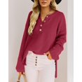 thumbnail image 2 of HSHDLDF Women's Oversized Sweaters Batwing Long Sleeve Loose V Neck Button Henley Tops Pullover Knit Jumper, 2 of 5