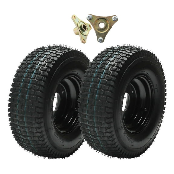 2PCS 6 inch Wheel 13x5-6 13x5.00-6 Wheel Tire and Rim 3 Stud 4Ply Tubeless Wheel with 17T Rear Axle Hubs for Lawn Mower Yard Tractor Mini Bike ATV Quad Buggy Go Kart Tire Wheel 4Wheeler (17T)