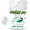 thumbnail image 5 of VIVIJASON 3-Piece Patio Bistro Set, Outdoor All-Weather Cast Aluminum Furniture Dining Set, Include 2 Swivel Rocker Chairs and 35.4" Round Table w/Umbrella Hole for Balcony, Lawn, Garden, White, 5 of 7
