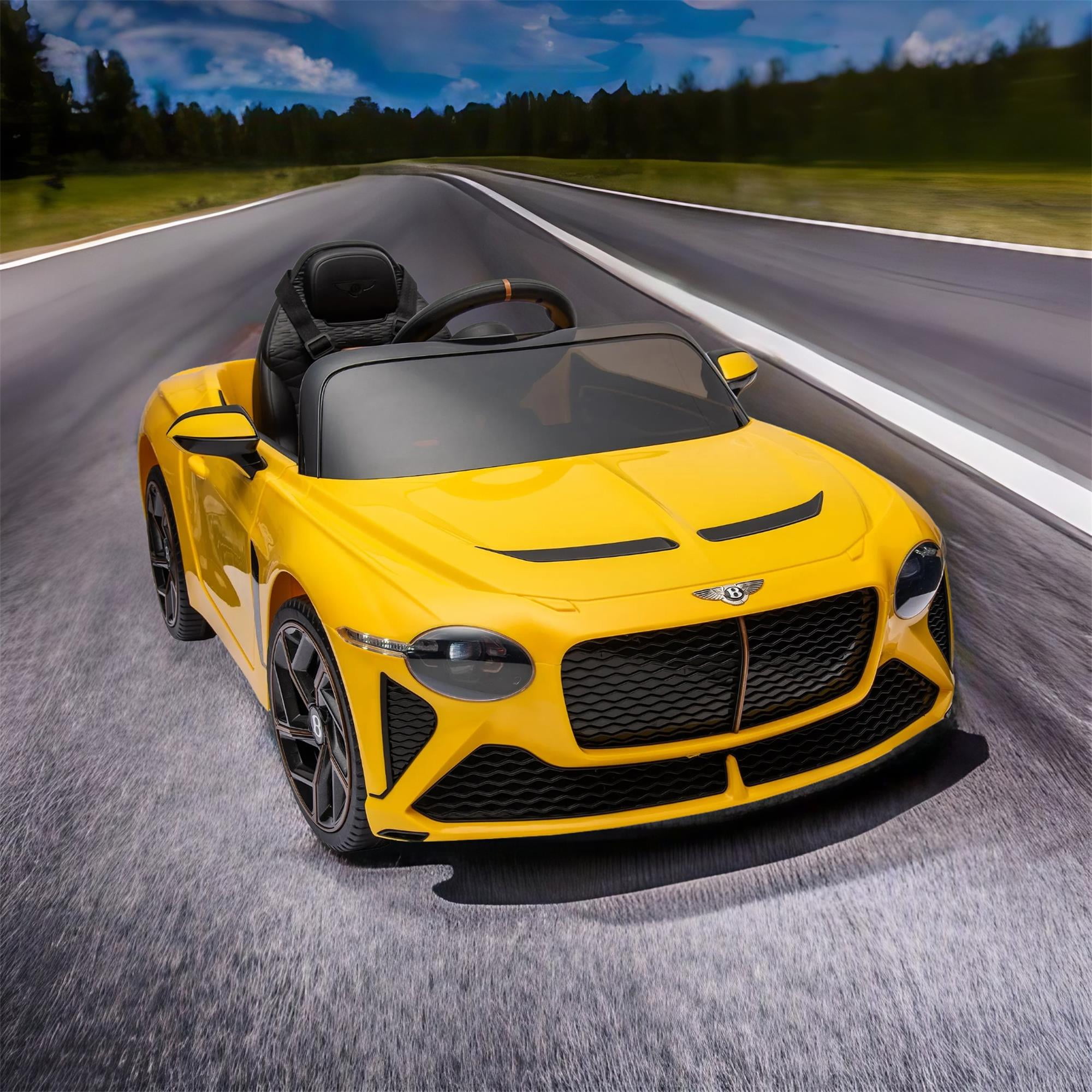 CIPACHO 12 V Licensed Bentley Mulsanne Kids Electric Ride On Cars 4 Wheels Battery Powered Sports Car Toy, Parents Control, Sound System, LED Headlights, Yellow CIPACHO 12 V Licensed Bentley Mulsanne Kids Electric Ride On Cars 4 Wheels Battery Powered Sports Car Toy, Parents Control, Sound System, LED Headlights, Yellow