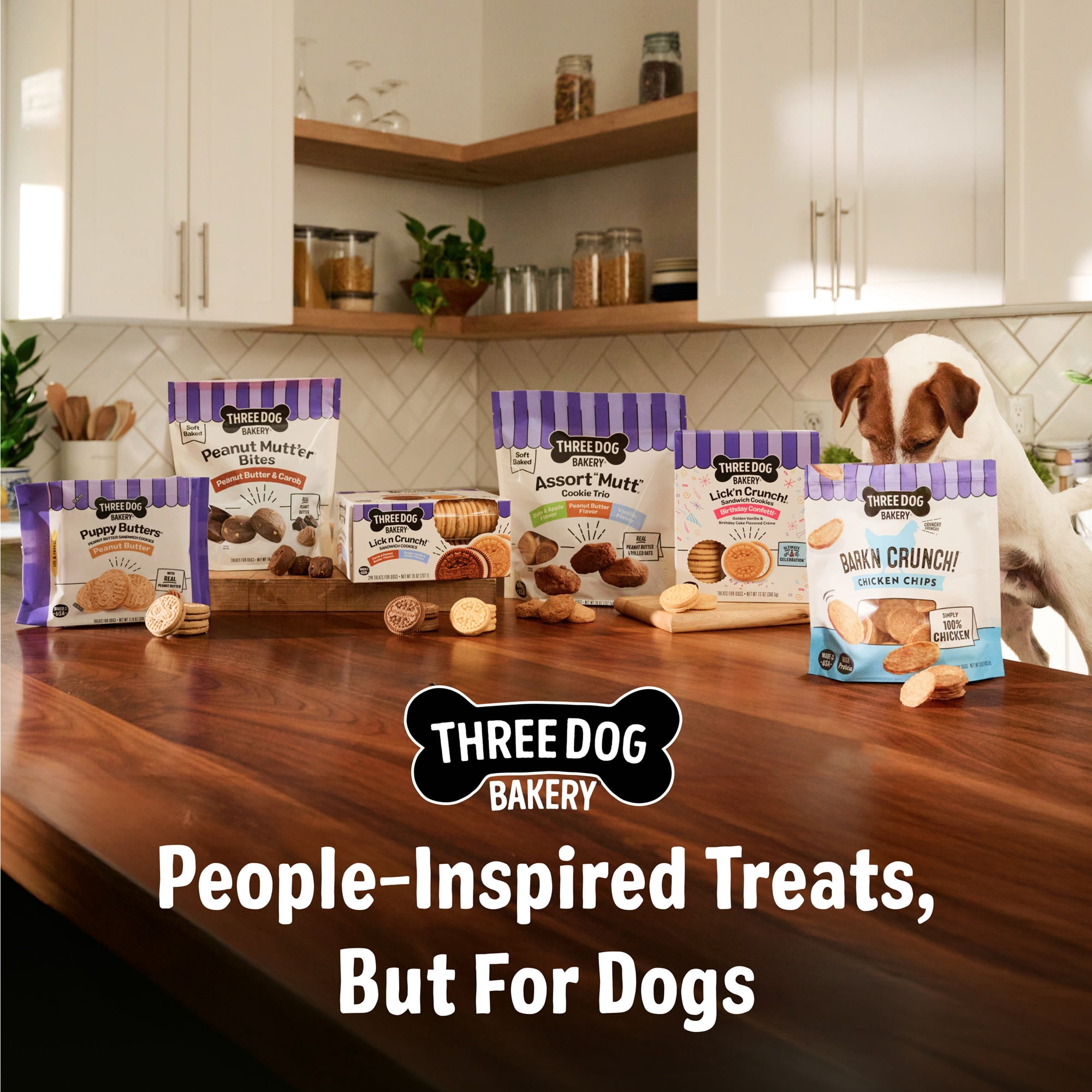 (24 pack) Three Dog Bakery Double Rewards Apple & Cheese Soft & Chewy Treats for Dogs, 10oz