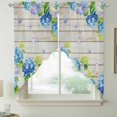 thumbnail image 2 of Blue Hydrangea Swag Valances for Windows 2 Pack, Kitchen Window Curtains 36 Inch Length, Rustic Wooden Butterfly Spring Floral Privacy Swag Curtains for Living Room/Bathroom with Rod Pocket 36"x36", 2 of 8