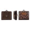 thumbnail image 4 of Montana West Wrangler Women's RFID-Blocking Leopard Print Wallet - Compact Bifold Credit Card Holder with Kiss Clasp, Coffee, 4 of 7