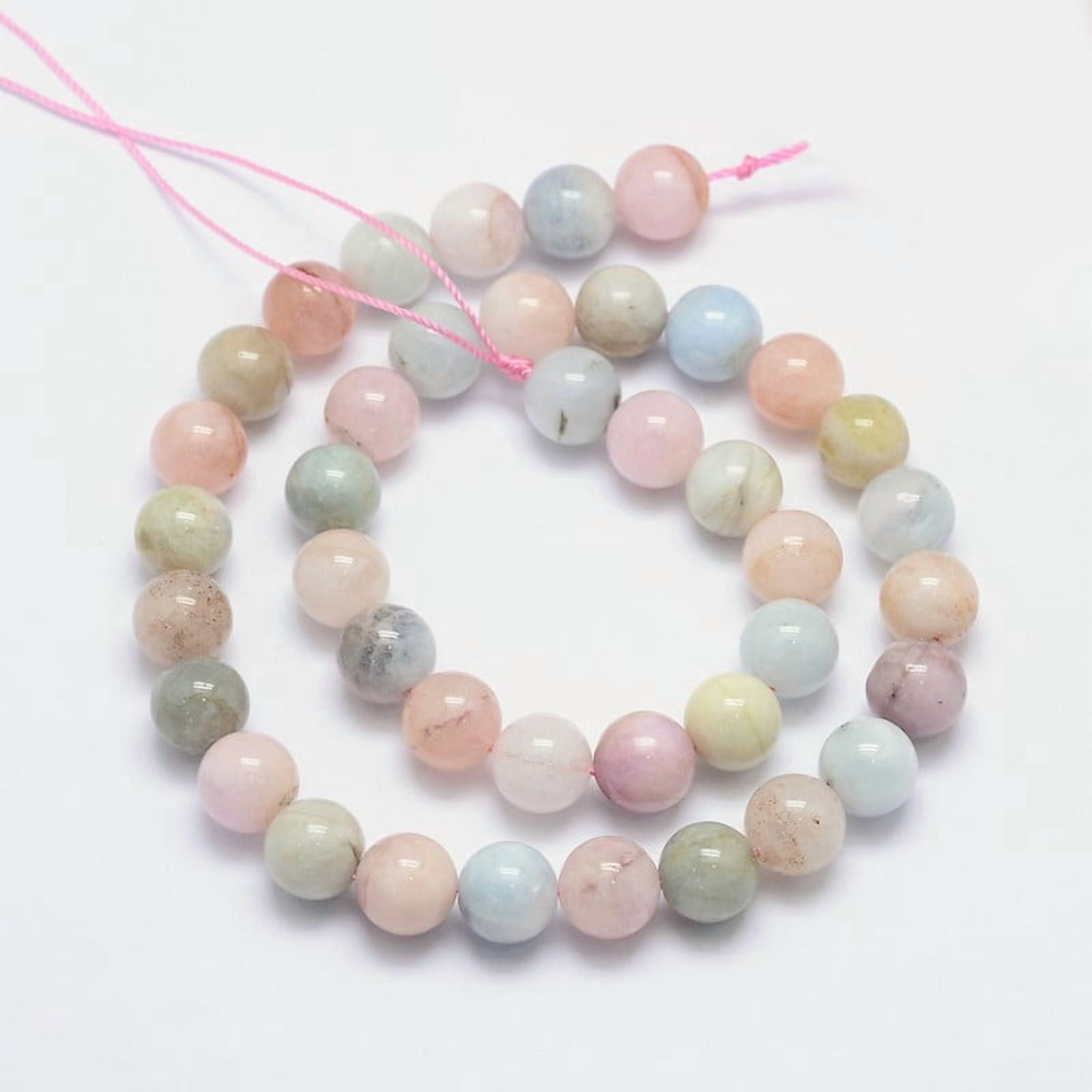 2 strand Natural Morganite Round Bead Strands 10mm Hole: 1mm 40pcs/strand 15.5 inch
