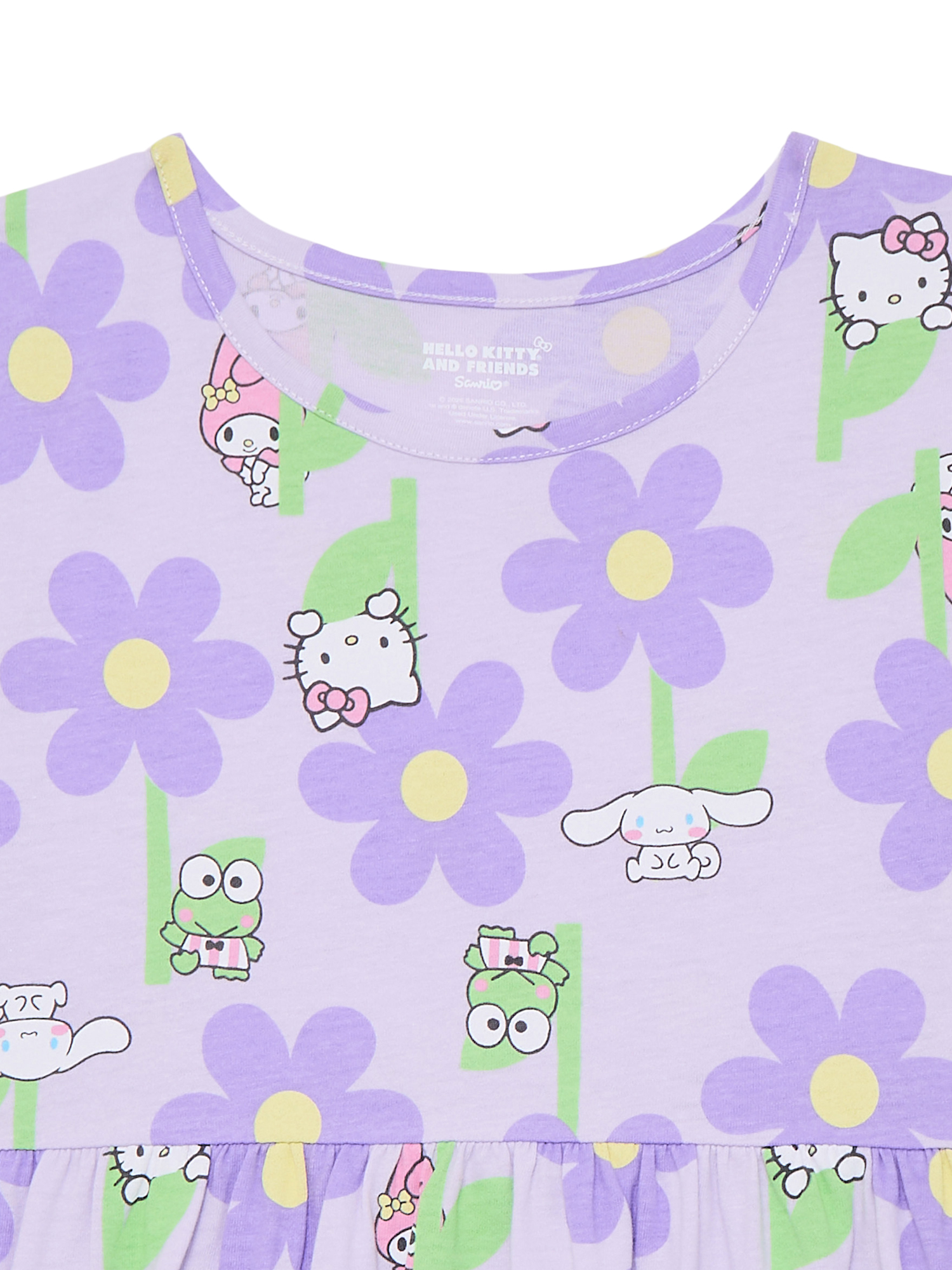 Hello Kitty Girls Allover Print Dress with Short Sleeves, Sizes 4-12