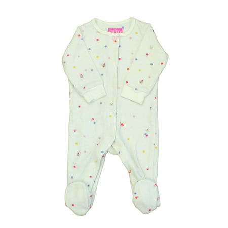 

Pre-owned Joules Girls White | Multi 1-piece footed Pajamas size: 3-6 Months
