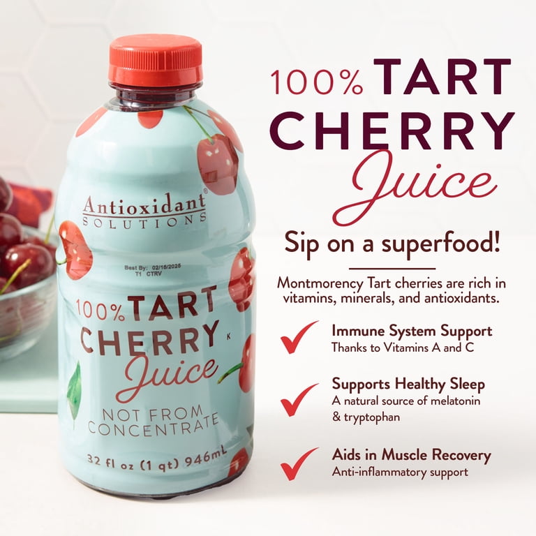 Antioxidant Solutions 100% Tart Cherry Juice, Healthy Benefits,  Anti-Inflammatory, 32 fl oz