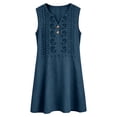 thumbnail image 3 of Kukoosong Women's Sleeveless Embroidered Tank Dress with Pockets, V-Neck Button Front Mini Casual Loose Flowy A-Line Tunic Dress, Summer Beach Boho Dress, 3 of 6