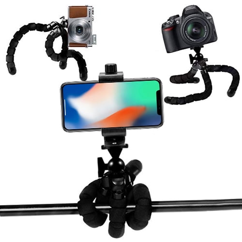 an eCostConnection Microfiber Cloth Acuvar 10/” inch Flexible Tripod with Quick Release Universal Rotating Mount for All Smartphones