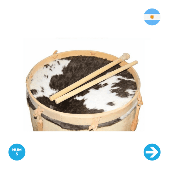 Bass Drum Argentine Leguero Drum Number 5 with Leather Head