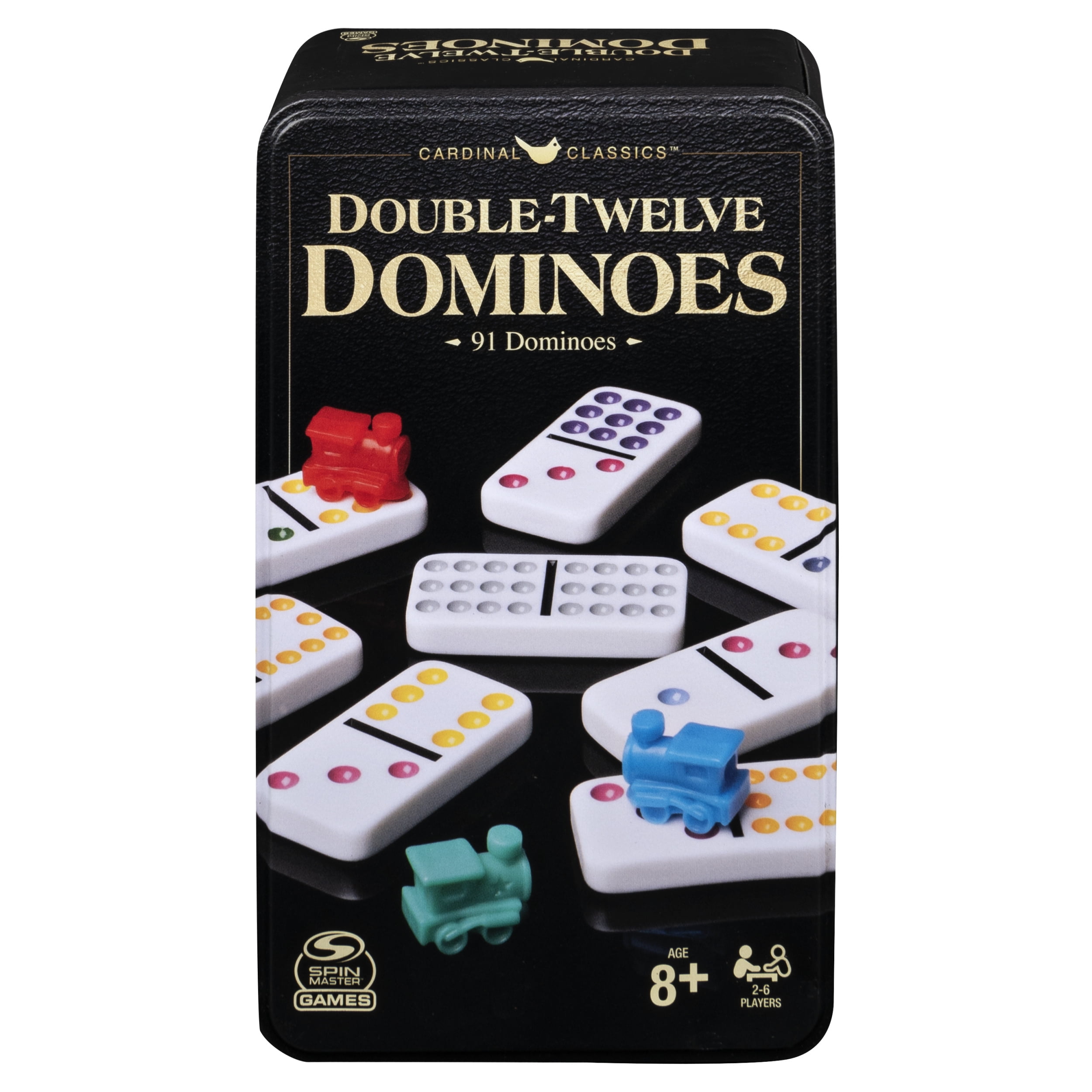 Double Twelve Dominoes Set in Storage Tin, for Families and Kids Ages 8 and up