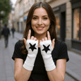 thumbnail image 3 of Fingerless Star Knitted Gloves For Women, Wrist Warmers Winter Typing Soft Stylish Arm Warmers, Punk Everyday Winter Looks One Size Fit, 3 of 7