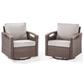 thumbnail image 3 of POCASSY Swivel Patio Chairs Swivel Rocker Set of 2, Dark Brown Hand-Brushed Arms 360° Swivel Glider Chairs with All Weather Brown Wicker & 4" Cushion for Porch Balcony in Beige, 3 of 10