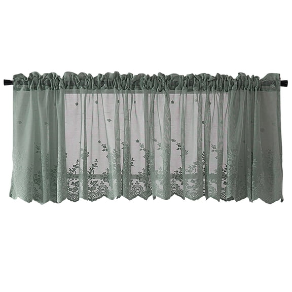 YiJuHui Lace Curtains for Windows Woven Textured Valance Water Repellent Bathroom Window Covering Floral Crochet Privacy Sheer Curtain Set with Rod Pocket for Kitchen Living Room Bedroom Decor
