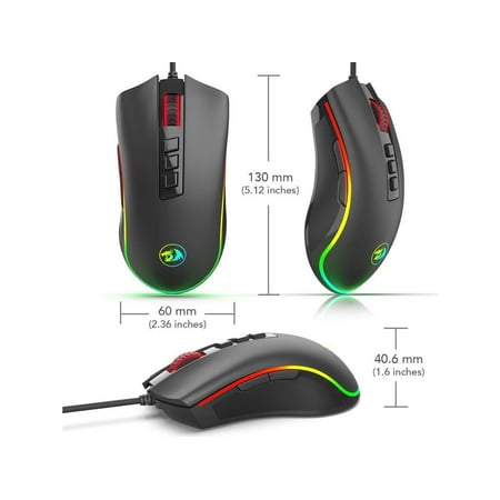 REDRAGON - COBRA M711 Wired Optical Gaming Mouse - Black