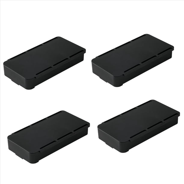 4X Organizador de Cajones para Debajo del Escritorio, Caja de Almacenamiento , Contenedor Estacionario Autoadhesivo, Soporte de Maquillaje Diverso para Escritorio, Negro