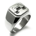 thumbnail image 1 of Stainless Steel Letter H Initial 3D Monogram Engraved Engraved Square Flat Top Biker Style Polished Signet Ring, 1 of 1