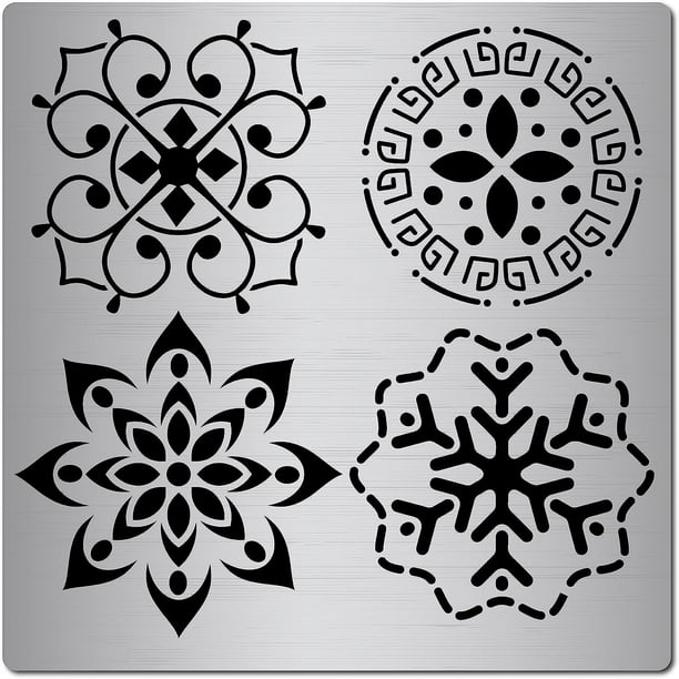 Plantilla de flor de la vida de metal de 6,3 pulgadas, de acero inoxidable, reutilizable, para pintar mandalas, pirograbado y grabado.