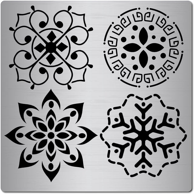 Plantilla de flor de la vida de metal de 6,3 pulgadas, de acero inoxidable, reutilizable, para pintar mandalas, pirograbado y grabado.