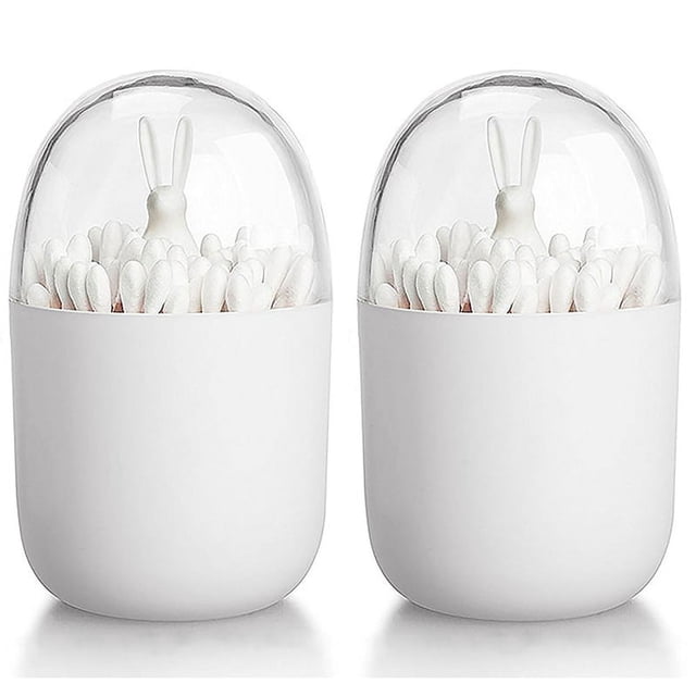 2X Soporte de Bastoncillo de Algodon, Organizador Pequeno de Almacenamiento de Palillos de Dientes Q-Tips (Conejo)
