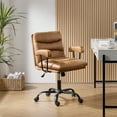 thumbnail image 4 of Modern Home Office Desk Task Chair Adjustable and Faux Leather Upholstered Camel, 4 of 10