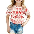 thumbnail image 4 of Likimi Valentine'S Day Children T Shirt Short Sleeve Hearts Print Crew Neck Top Breathable Shirt For Girls Size 3-4 Years White, 4 of 4