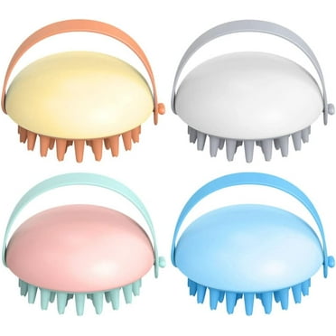 Silicone Hair Scrubber Kids Hair Brush 4pcs Silicone Head Scalp Massager Shampoo Brush Cleansing Scrubber Hair Washing Tool for Women Men Pet Silcone Body Scrubbers Shower Hair Brush