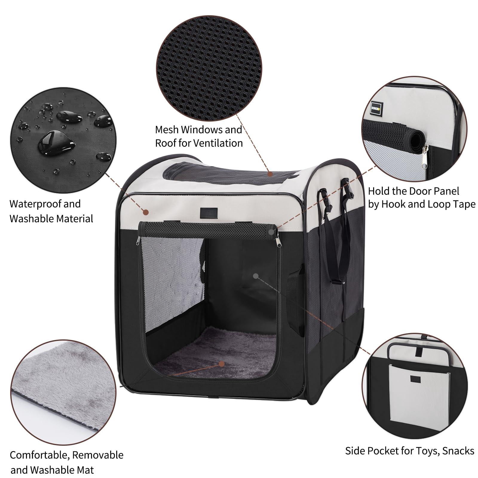 Dog Kennels And Crates For Medium Dogs  Portable Pop Up Indoor Pet Cage With Sturdy Wire Frame Collapsible Travel Crate Soft Sided Cat Bag Escape Proof (black 32.0" L X 21.0" W 26.0" H)