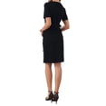 thumbnail image 3 of INSPIRE CHIC Women's Sheath Dress with Belted Button Decor Short Sleeve 2026 Pencil Dress S Black, 3 of 5