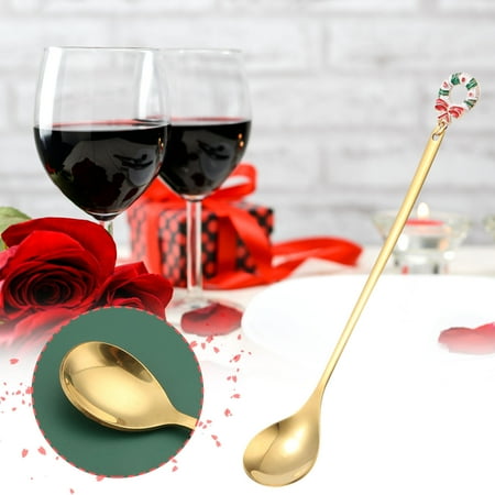 

Kuluzego Stainless Steel Christmas Pendant Spoon COffee Spoon Dessert Spoon Mixing Spoon Christmas Gift