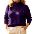 thumbnail image 3 of MexChoioe Women's Sweaters Turtleneck Sparkly Glitter Long Sleeve Casual Pullover for Women, 3 of 4
