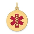 thumbnail image 1 of Real 14kt Yellow Gold Red Enamel Medical Jewelry Pendant; for Adults and Teens; for Women and Men, 1 of 3