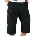 thumbnail image 2 of Men Plain 3/4 Length Cargo Pants Combat Multi Pockets Loose Pants, 2 of 3