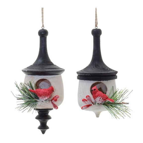 Melrose International LLC Ornament w/Cardinal (Set of 6) 4.75"H, 5.5"H Wood