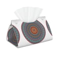 thumbnail image 2 of Lsque Mandala Printed Long Tissue Box Cover Holder, Facial Paper Organizer Dispenser,Triangle with Bottom Belt, PVC Leather Decorative Organizer, 2 of 9