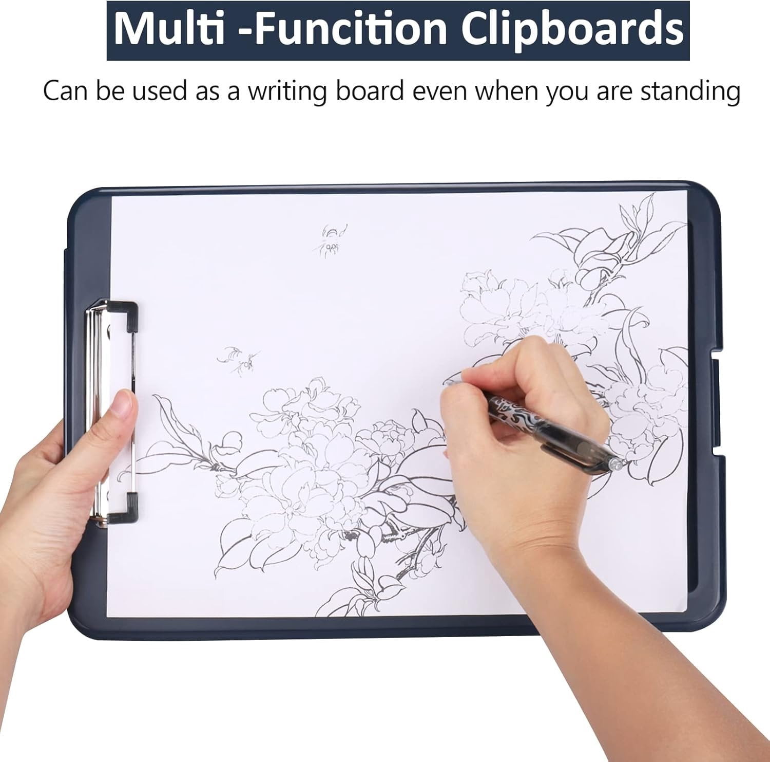 Clipboard with Storage,Storage Clipboard with Clip,Clipboards Foldable for Nurse,for 8.5x11 Paper Clip Boards,A4 Clipboards Case with Smooth Writing for Office Supplies Clip Board Case-Gray Blue
