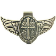 Four Way Scapular Cross Medal with Wings 3 Inch Zinc Alloy Visor Clip