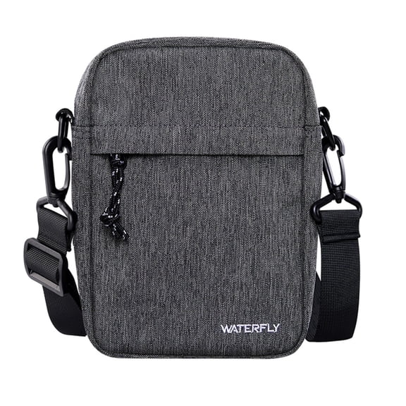 WATERFLY Unisex Small Hiking Travel Walking Nylon Cross-Body Shoulder Bag,Gray